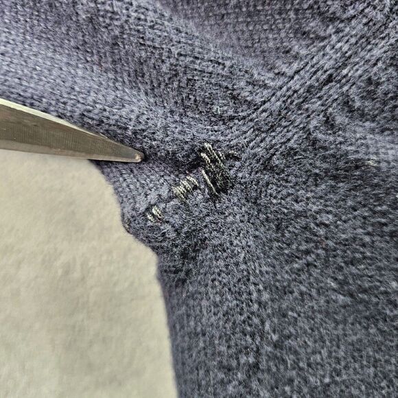 Tommy Hilfiger Sweater Mens Large Blue Knit 1/4 Zip Mock Neck Logo Pullover - Picture 6 of 9